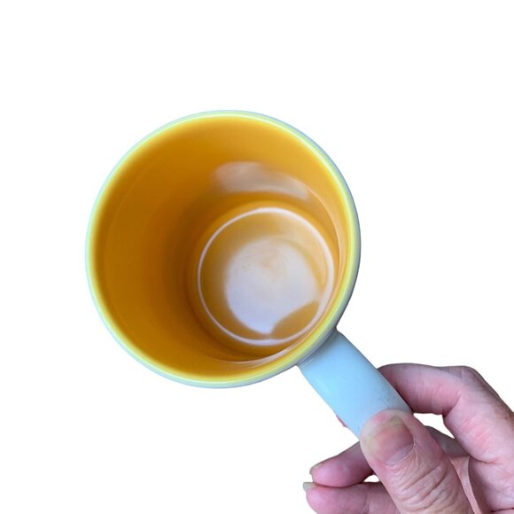 Vintage Disneyland Mickey Mouse Ceramic Mug 4.5" Tall White Yellow Disney Thaila - Picture 2 of 5